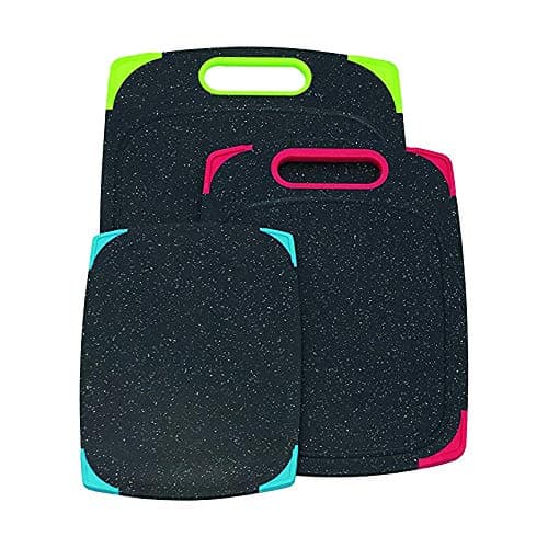 Snow River 9mm Non-Slip Granite 3 Stand Poly Cutting Board Set, 12.25 x 18.5, Black