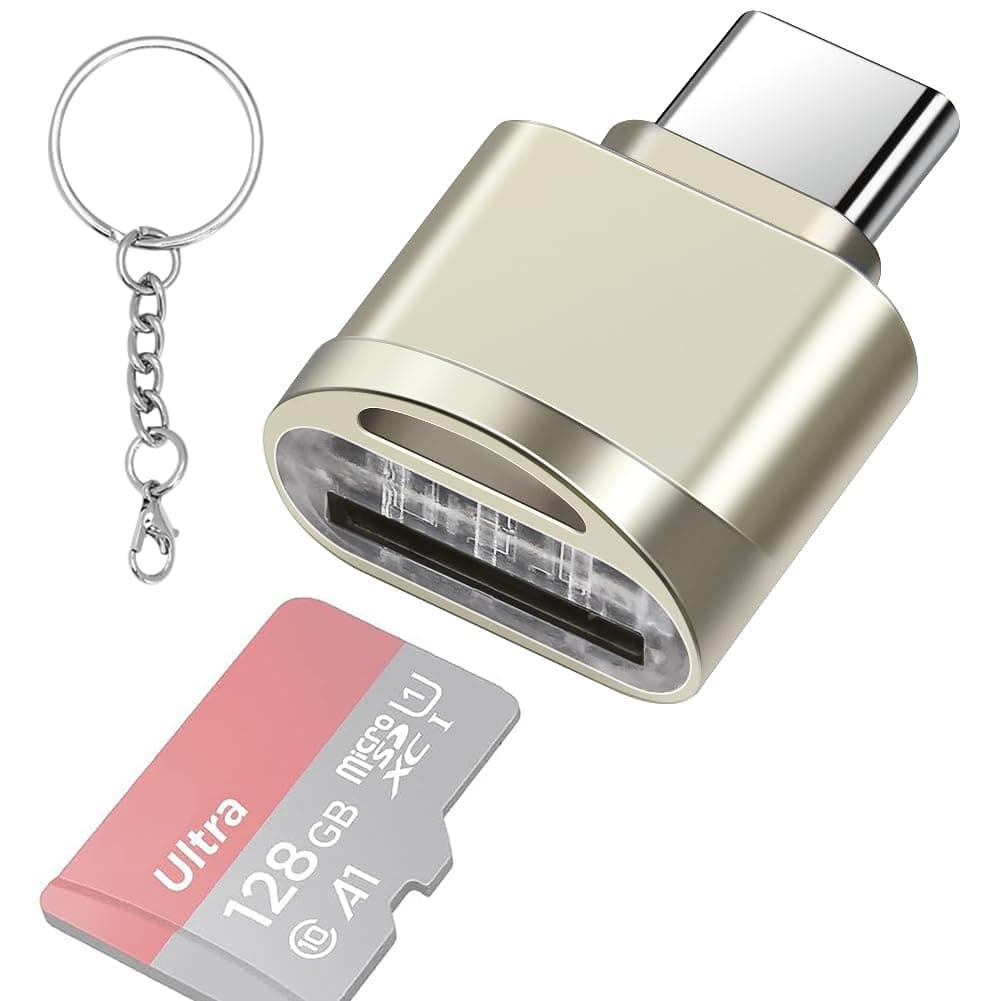 leizhan Type C Micro SD/TF Card Reader with Keychain,USB C to Micro SD SDHC SDXC OTG Memory Reader, Type C Card Reader Adapter Compatible for Mac Windows Lixus Samsung Galaxy - Silver