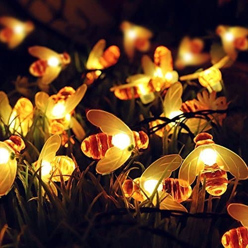 AWEHIRU ZUNKOM Kanical Solar Powered LED String Lights, 30 LEDs Waterproof Fairy Decorative Light Honeybee Shape String Lights for Outdoor, Wedding, Homes, Gardens, Patio, Party (Warm White)