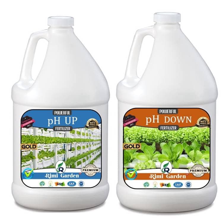 Rimi Garden® pH Up and pH Down Liquid Essential Powerful Fertilizer for hydroponic Farming (1000ml + 1000ml)