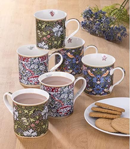 6 Piece William Morris Fine China Mug Set