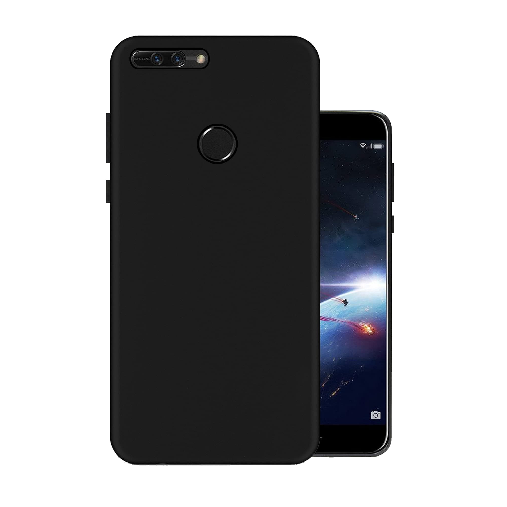HELLO ZONE Exclusive Matte Finish Soft Back Case Cover for Honor 8 Pro - Black