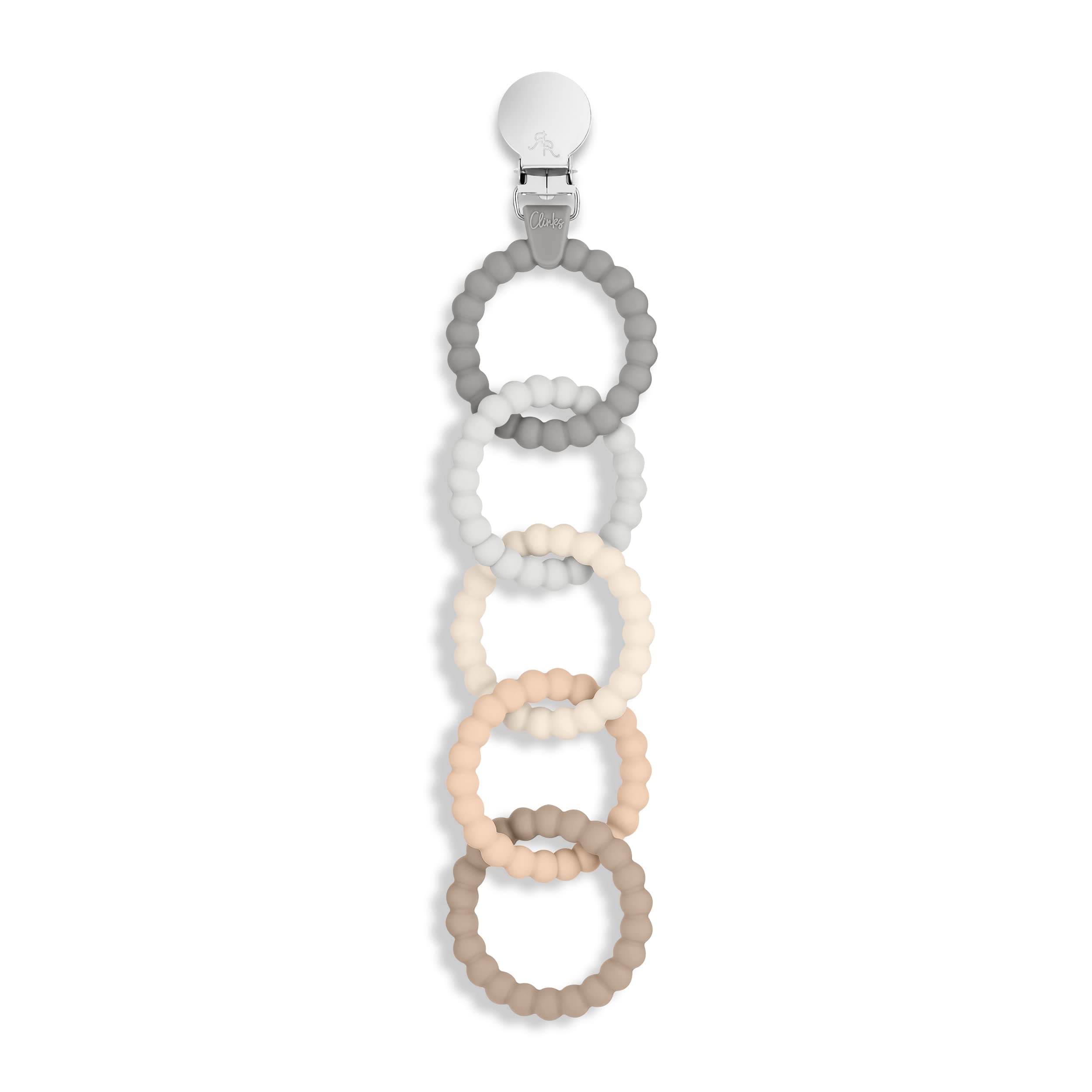 Cutie Clinks Attachable Teether Chew Toy for Babies (Neutral)