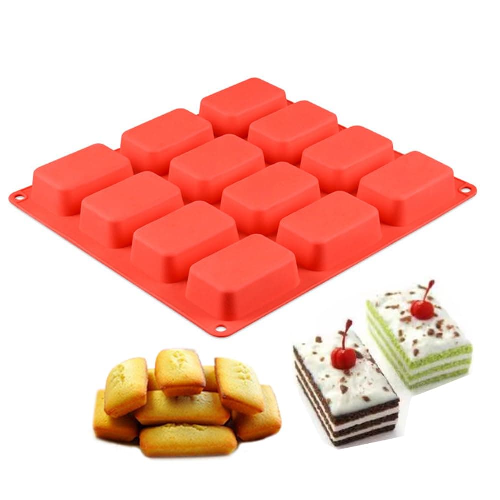 ECHODONE 12 Cavities Rectangle Soap Mold DIY Handmade Silicone Mold for Soap Making Candle Cake Baking Lotion Bar Molds