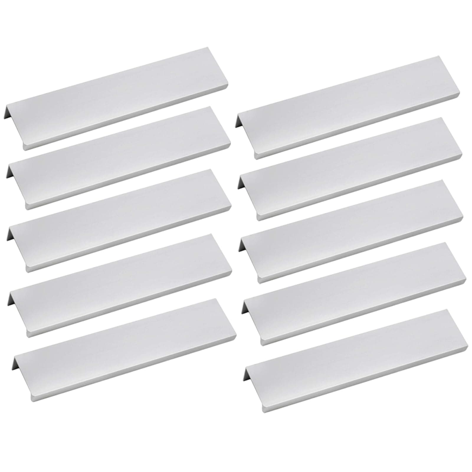 LC LICTOP 5.9 Inch Silver Finger Edge Pulls 10Pcs, 5 Inch Hole Spacing, Aluminum Alloy Cabinet Pulls Furniture Handle, Back Mount Concealed Handles for Cupboard, Drawer, Dresser, Wardrobe
