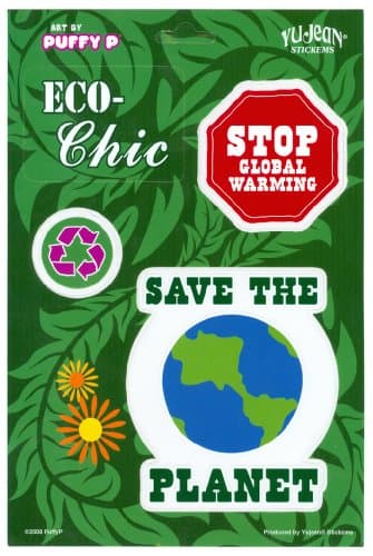 Puffy P - Stop Global Warming and Save The Planet - Multi Pak of 4 Stickers / Decals