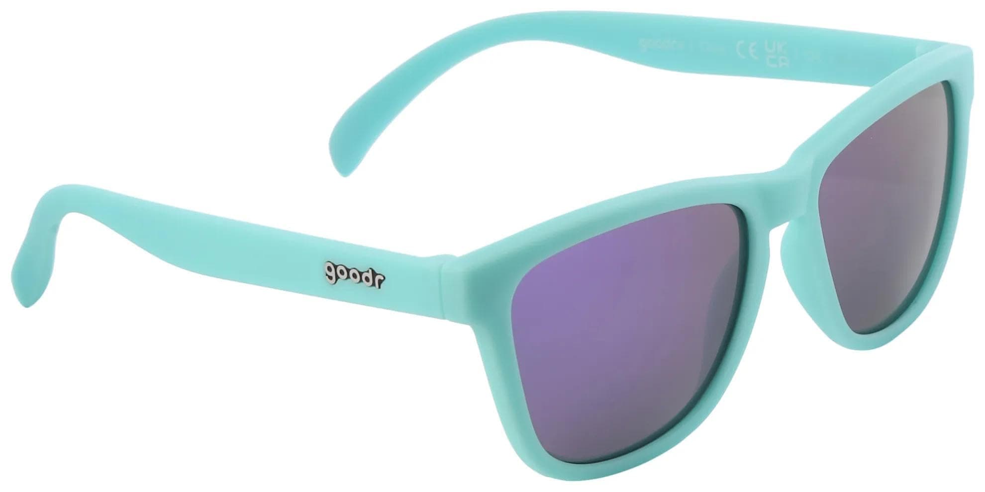 Electric Dinotopia Carnival Polarized Sunglasses, Medium Sized (OG), Light Teal Solid Frames with Purple Mirrored Reflective Lens, UV400 Protection, No Slip, No Bounce