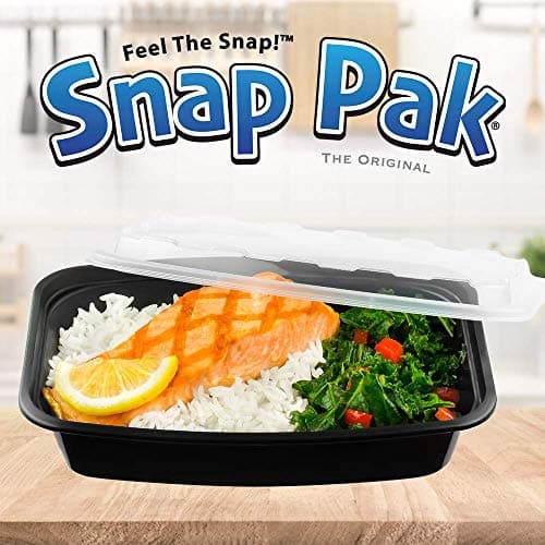 Snap Pak 12034 50 Pack Storage Container, 38 oz, Black/clear