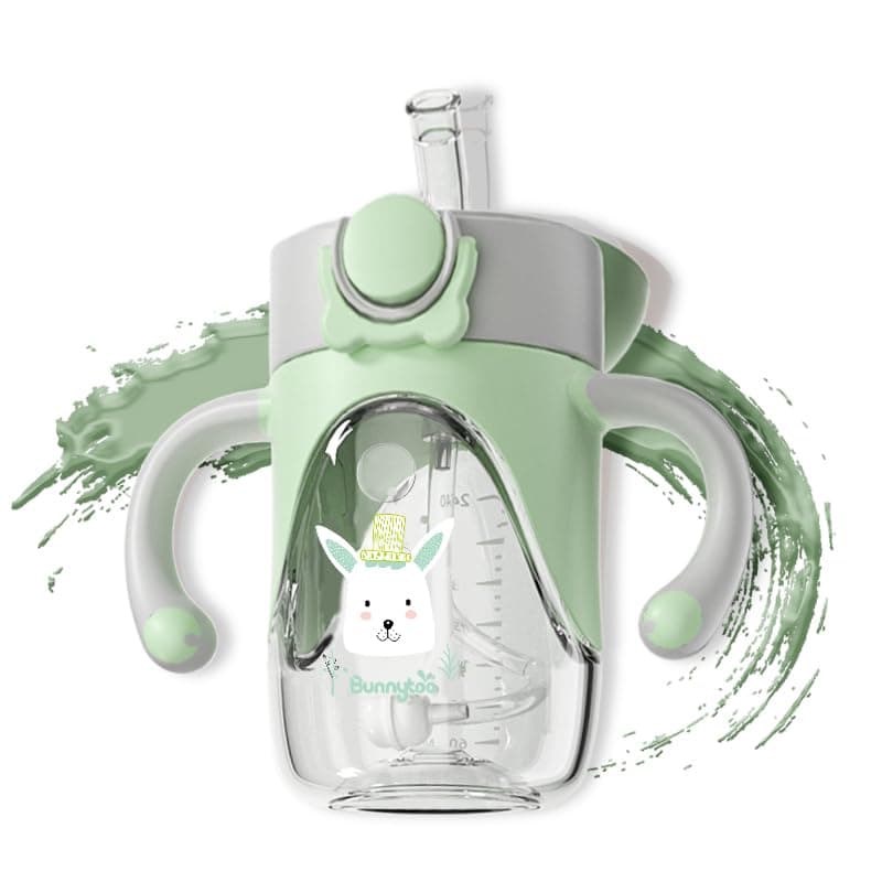 BunnytooSippy Cup, 240 ml, Baby Cup for 8+ Months Learner, Night Trainer, Independent Drinking, Spill-Free, Leak-Proof Silicone Spout, BPA-Free-Green