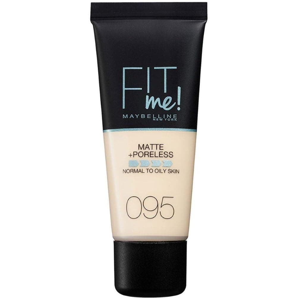 Fit Me Foundation, Lightweight Medium Coverage, Blendable With a Matte and Poreless Natural Finish, For Normal to Oily Skin, Shade: 095 Fair Porcelain, 30ml