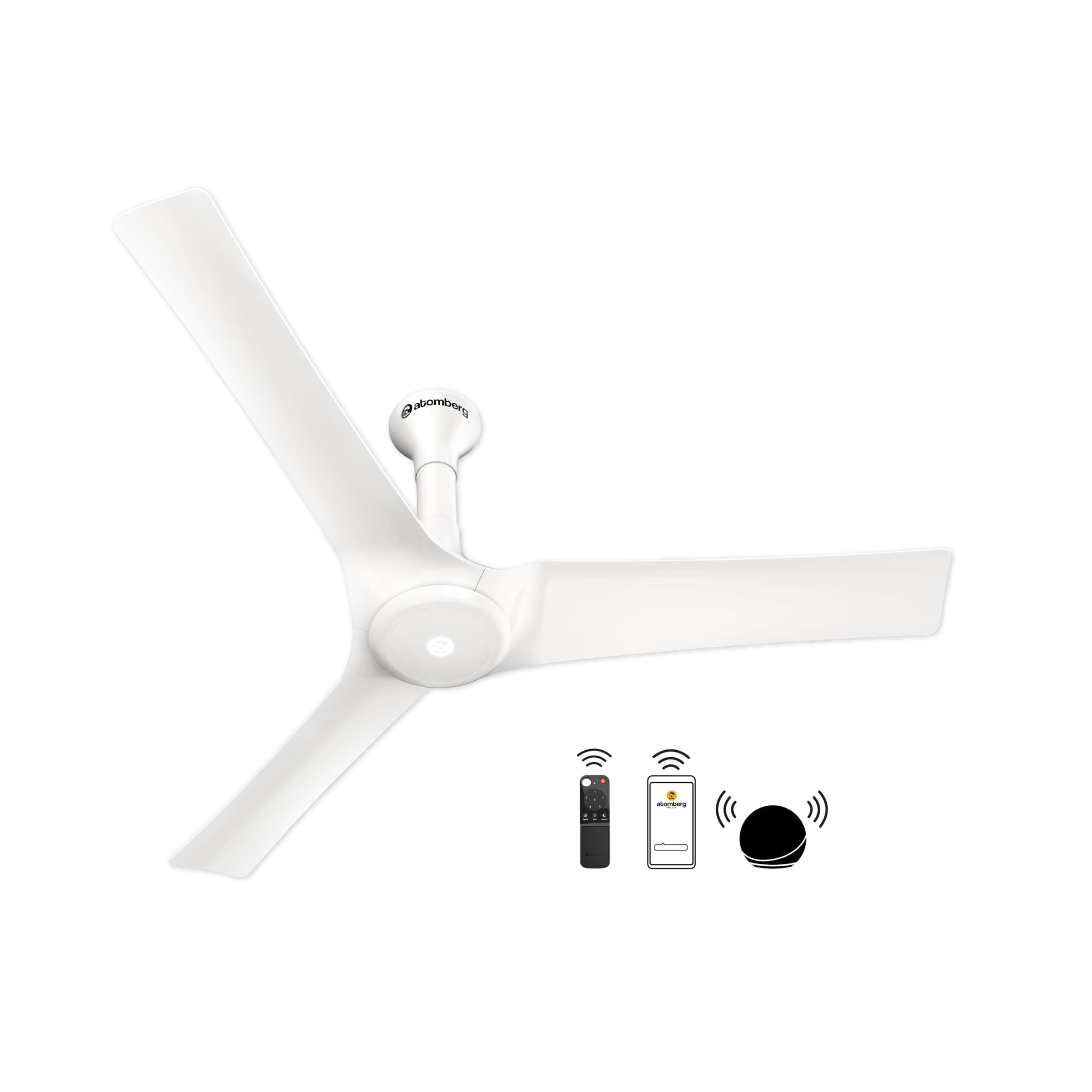 atomberg Aris 1200mm BLDC Ceiling Fan with Underlight, IoT & Remote Control | Smart Fan with Noiseless Operation (Marble White)