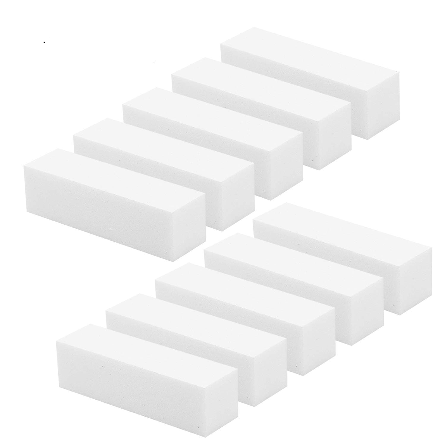 Newkeen 10 Pack Buffer Sanding Block Files Grit Manicure Nail Art Tips Tool - White