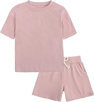 ROMPERINBOX Toddler Boy Summer Outfits 2T 3T 4T Tracksuit Solid 2-piece Short Sleeve T-shirt & Shorts Clothes Set