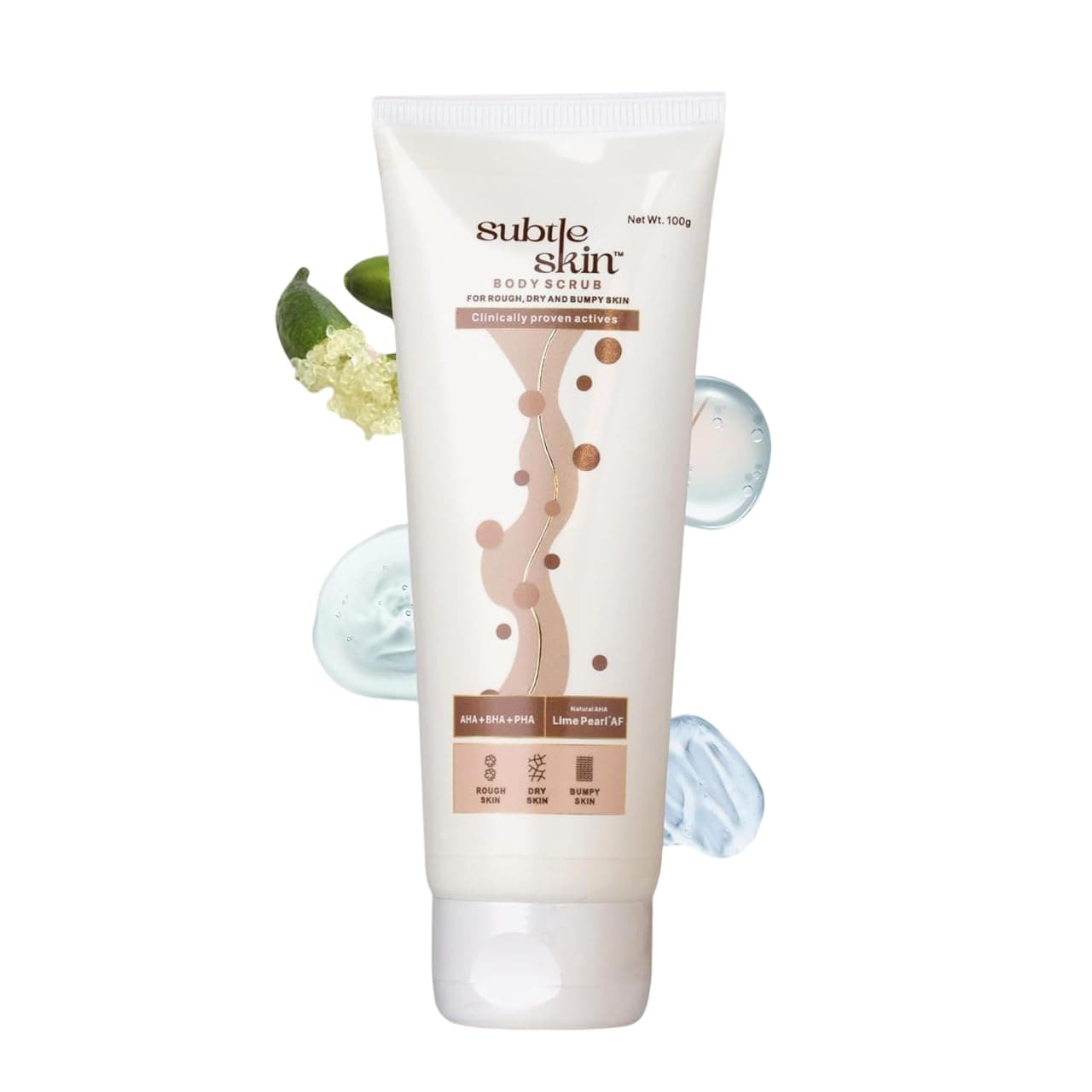 AHA, BHA & PHA Exfoliating Body Scrub | For Dry, Rough & Bumpy Skin | For Strawberry Legs, Keratosis Pilaris, Ingrown Hair | 8.8% Glycolic, 4.7% Lactic & 0.5% Salicylic acid | Gives smooth & even skin | For Men & Women | 100g