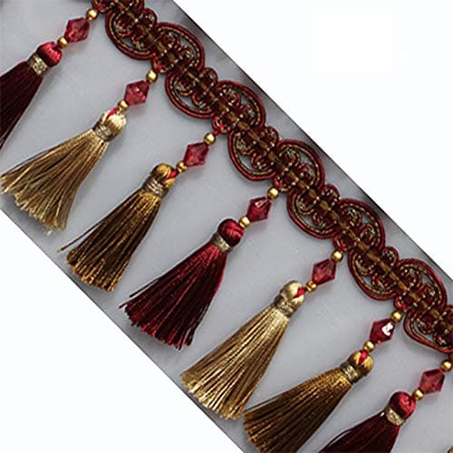 Wildgirl Multicolor 1 Meter Hexangular Crystal-Like Bead Tassels Hand Braid Macrame (# 18)