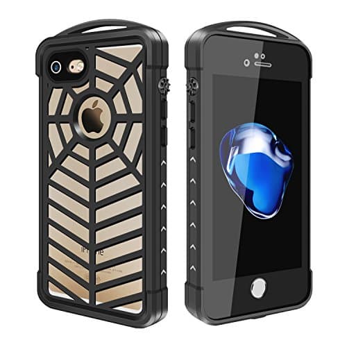 KUMEDA Iphone 7 Case Waterproof, Waterproof Case Spider Series IP68 Certificated With Touch ID Spiderweb Design Case Dirt-Proof Snow-Proof Shock-Proof Underwater Spidecase for Iphone 7