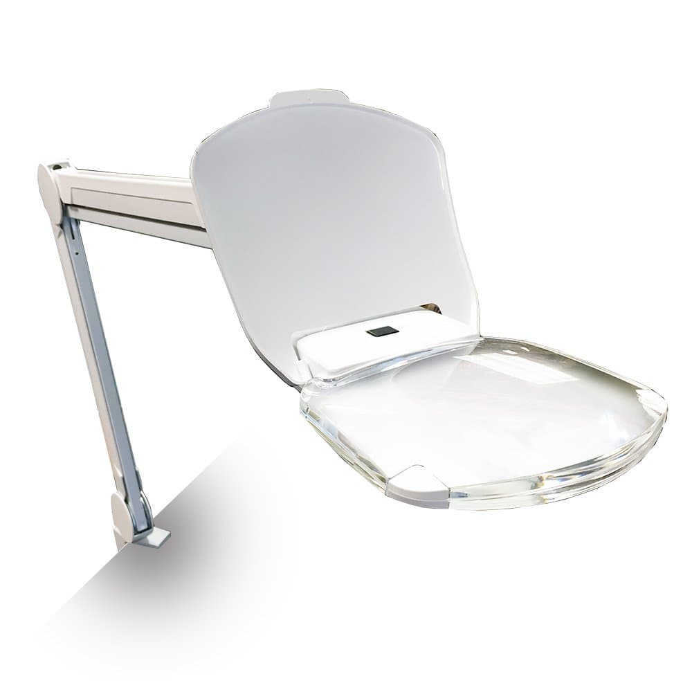 Quantum Precision Ultra-Bright 6 Watt LED Frameless Magnifier Lamp, 3 Diopter 6x5" Lens with 20 Diopter Insert - White