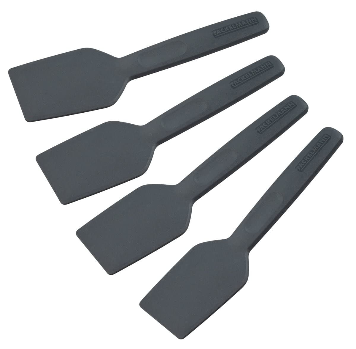 Fackelmann Statement Spatula for Raclette Set of 4 - Scraper with Ergonomic Handle and Thumb Recess - Raclette Slider in Practical Pack of 4 - Approx. 15.5 x 4 x 1 cm, Grey