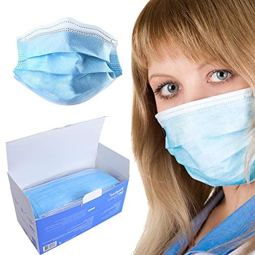 ZHY 3 Ply Earloop Face Masks, Disposable 50 PCS Filter Personal Protection dust-Proof Anti Spittle for Earloop, Prevent Saliva Face Shields, Suitable for Home, School, Office and Outdoors (Blue)