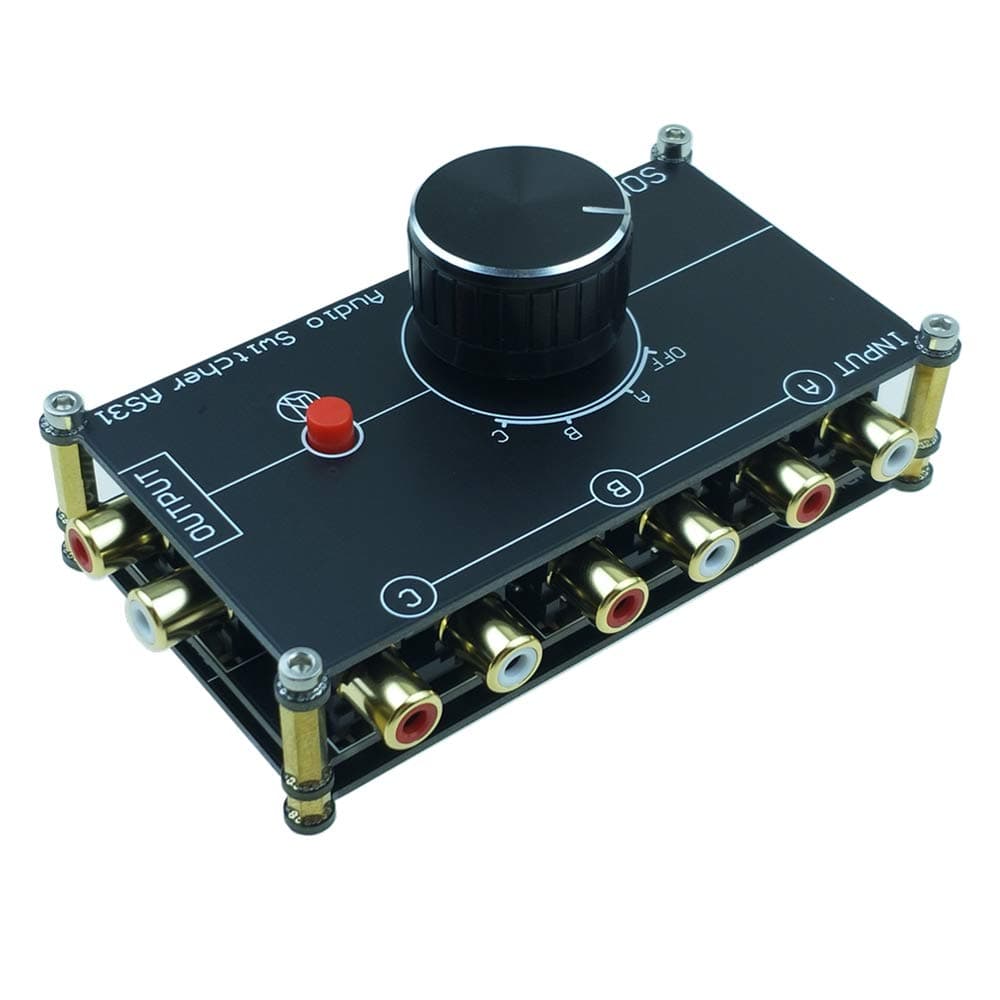 3 in 1 Out RCA Stereo Audio Source switcher Switch Signal selector Splitter schalter Connector Distributor Box