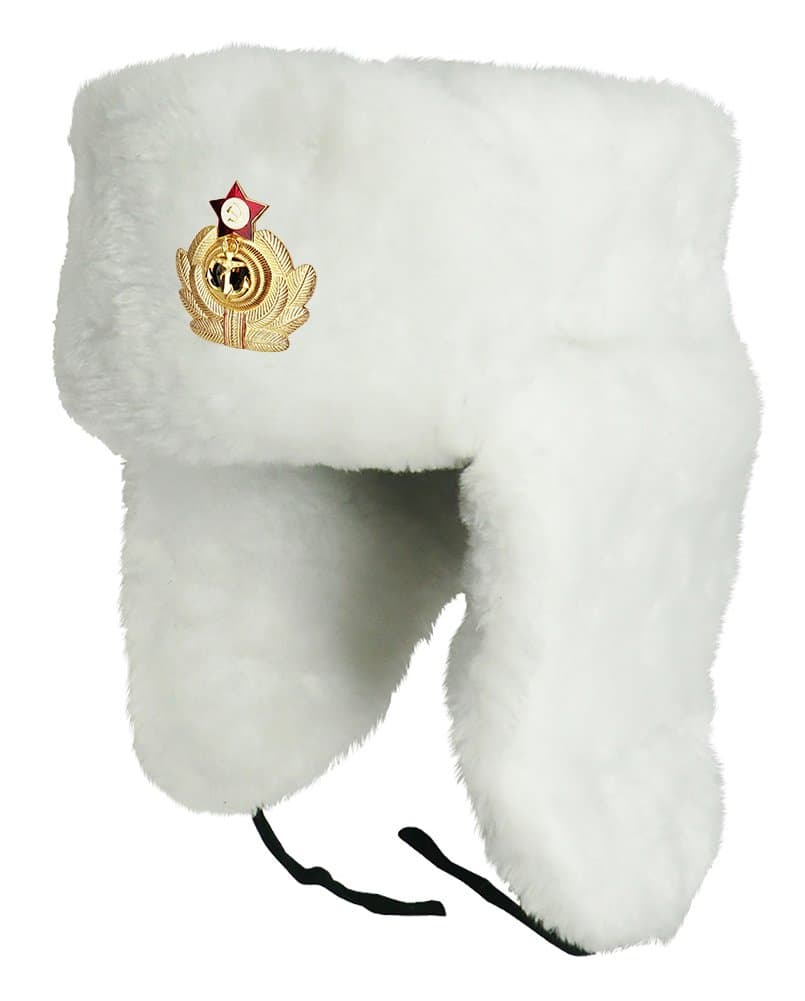 CUCUBA® Original White HAT Cap Russian Soviet Ushanka for Winter Cold – Gift IDEA (58 Size L (EU))