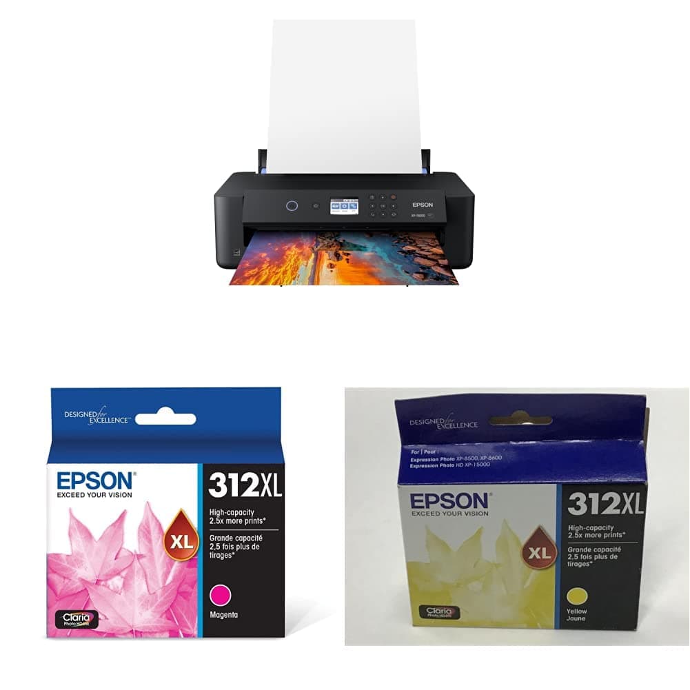 Expression Photo XP-15000 Wireless Color Wide-Format Printer - T312 Claria Photo HD Ink High Capacity Magenta & Yellow Cartridges