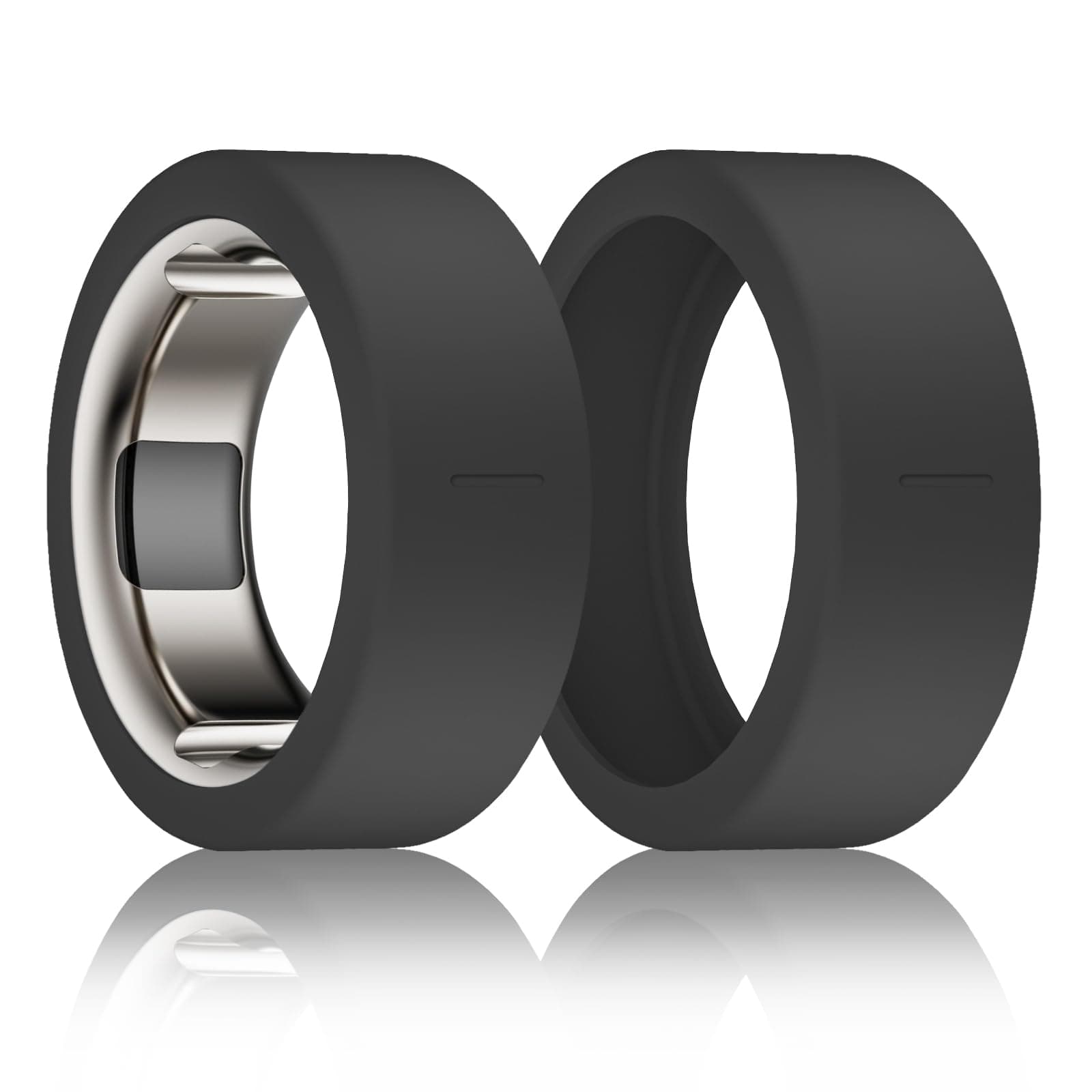 Silicone Ring Cover for Oura Ring, Compatible with Gen 4/3, Elastic Protector for Working Out - Patent Protected (Black+Black, M for 11/12/13)