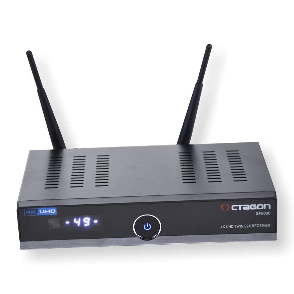 Octagon SF8008 4K HDR UHD H.265 E2 Linux Dual WiFi Twin DVB-S2X Satellite Sat-Receiver (Receiver Only) Black