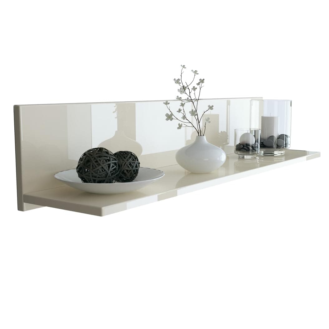 Vladon Skadu Wall-Mounted Shelf, Floating Shelf with a Practical Storage Surface, cream high gloss (97.5 x 18.5 x 18.5 cm)