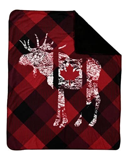 Canada Throw-Plaid Moose Flag Super Soft Cozy Doux ET Fleece Multicolored Reversible Teens Comfortable Cover Blanket 48x60-inch