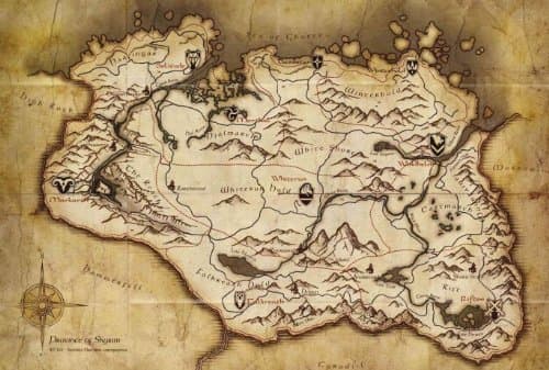 The Elder Scrolls V Skyrim Parchment Map