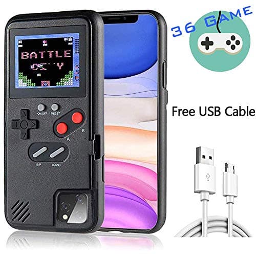 Gameboy Phone Cases, Retro 3D Gameboy Case for iPhone with 36 Small Games, Color Display Shockproof Video Game Phone Case, Phone Protective Case (for iPhone 11 Pro, Black)
