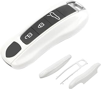 Pearl White Key Fob Cover Compatible with Porsche Key Shell Key Fob Shell Replacement Compatible with Porsche Cayenne Panamera 911 718 Macan Boxster Cayman