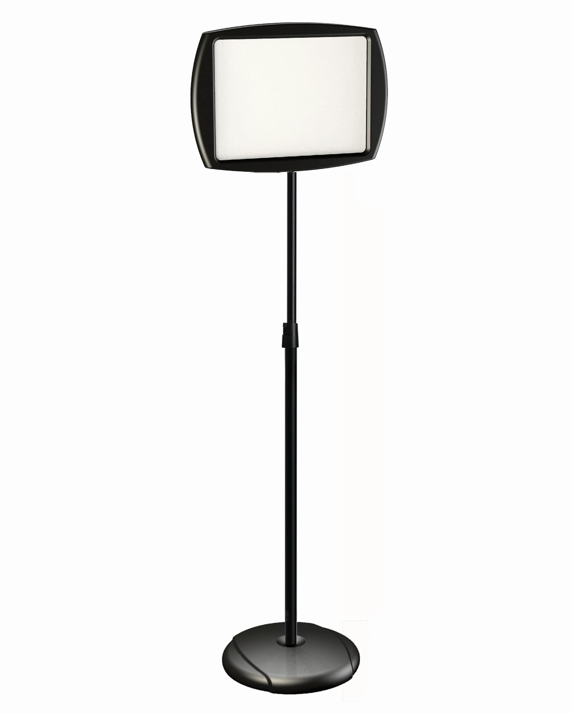 MasterVision Floor Stand Sign Holder, Rectangle, 15 x 11, 66" high, White Surface, Black Steel Frame