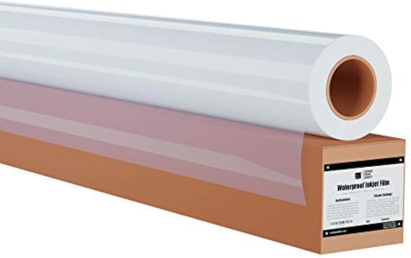 Waterproof Inkjet Transparency Roll (17" x 100') - 5 Mil Transparency Film for Silk Screen Printing, Waterproof Inkjet Film Rolls for Screen Printers - Screen Printing Supplies