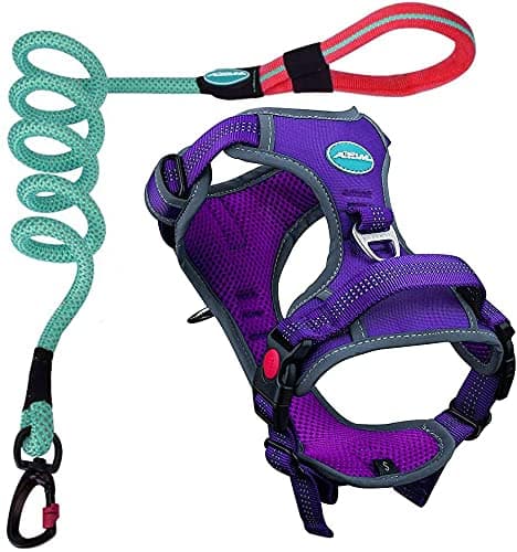 ThinkPet No Pull Harness Breathable Sport Harness with Handle-Dog Harnesses Reflective Adjustable for Medium Large Dogs,Back/Front Clip for Easy Control