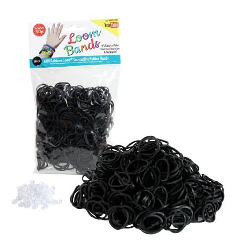 Loom Rubber Bands - 600 Rubber Band Refill Pack (BLACK) - 100% Latex Free