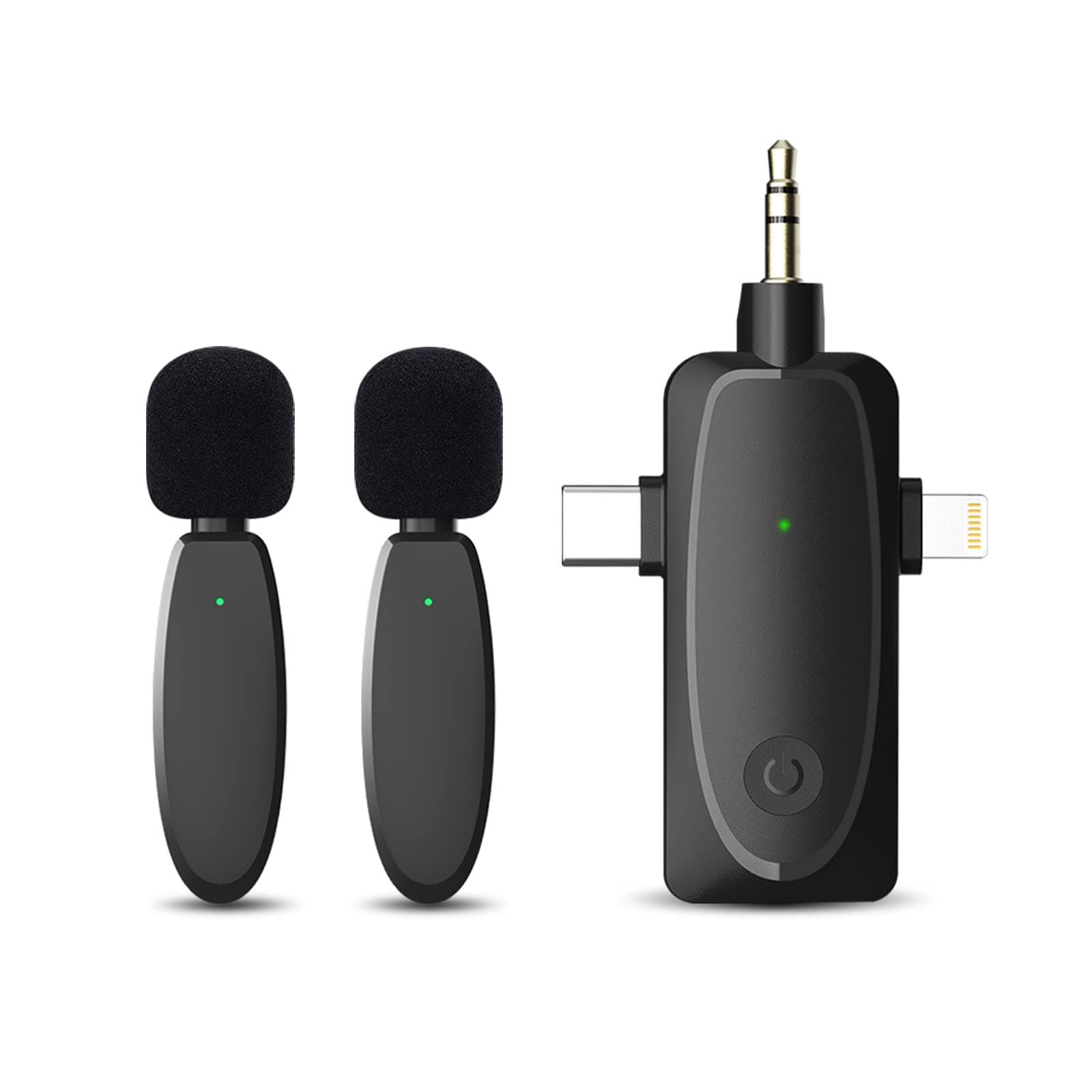 MAXTOP3 in 1 Mini Microphone Wireless Lavalier Microphones for iPhone, Android and Camera- 2.4G Cordless Double Mics with Noise Reduction-Professional Video Recording Lav Mic for Interview, Vlog
