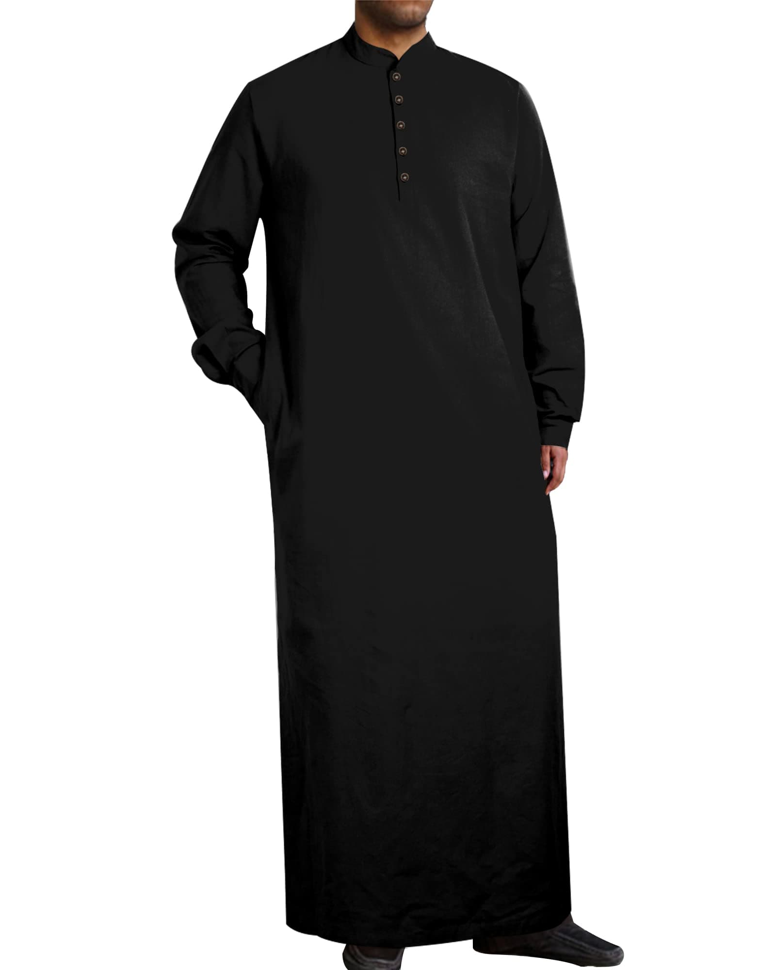 Muslim Thobe for Men Button down Mens Caftans Big and Tall Mens Arab Thobe with Pocket