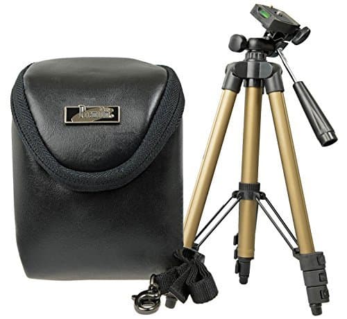 Progallio PRO Black Leather Camera Case Set with Travel Tripod Ultra-Light