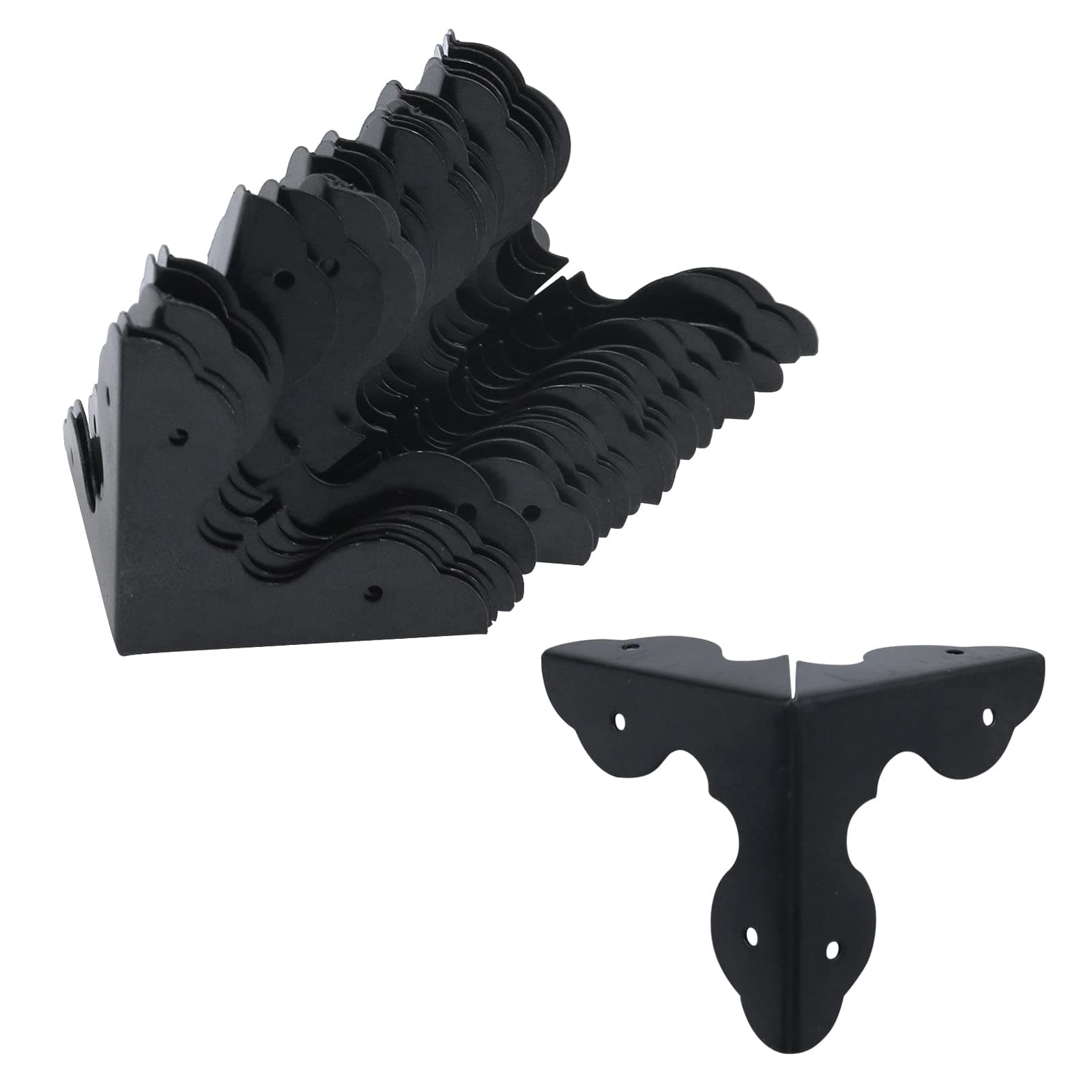 Antrader 24Pcs Case Box Corners Triangle Metal Cabinet Corner Protector Edge Safety Guard for Furniture Decor 1-1/4" x 1-1/4", Black