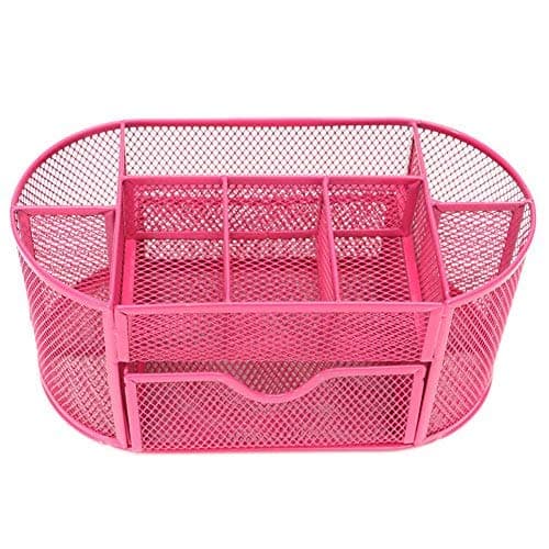 Cosprof Office Supplies Desk Organizer,Mesh Multi-Functional Desktop Storage Box (Pink)