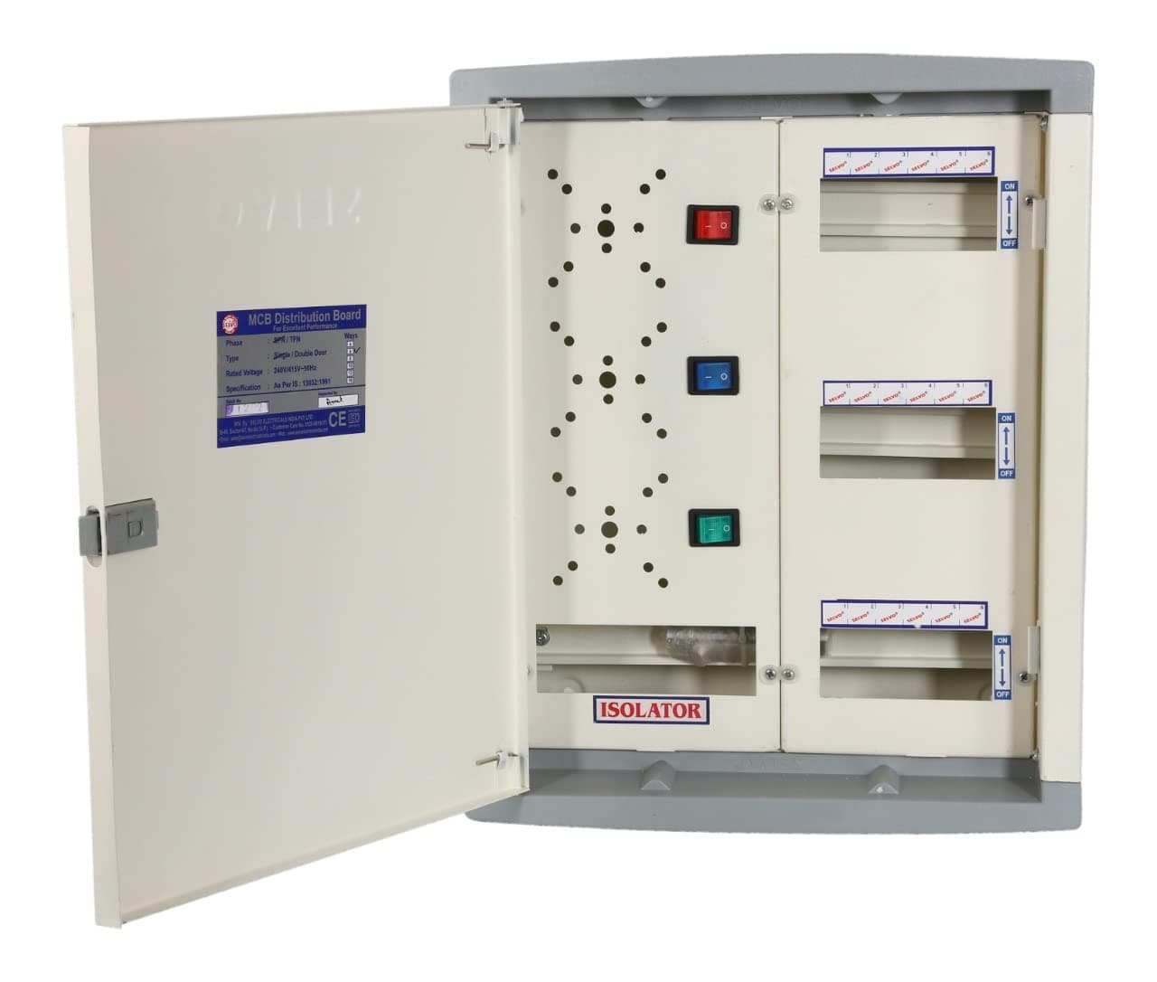 SELVO 6 Ways TPN Phase Selector Distribution Board (Without Rotary Switches Fitted)