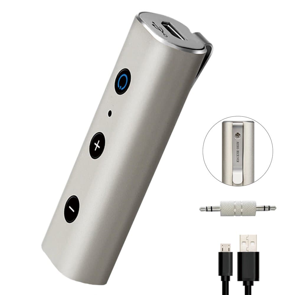 Bluetooth Receiver Car Adapter, Ownmax Portable Wireless Bluetooth 4.2 Car Kit Stereo HIFI Audio Music Receiver with 3.5mm Aux Output Hands-free Calling, All Metal with Clip Design