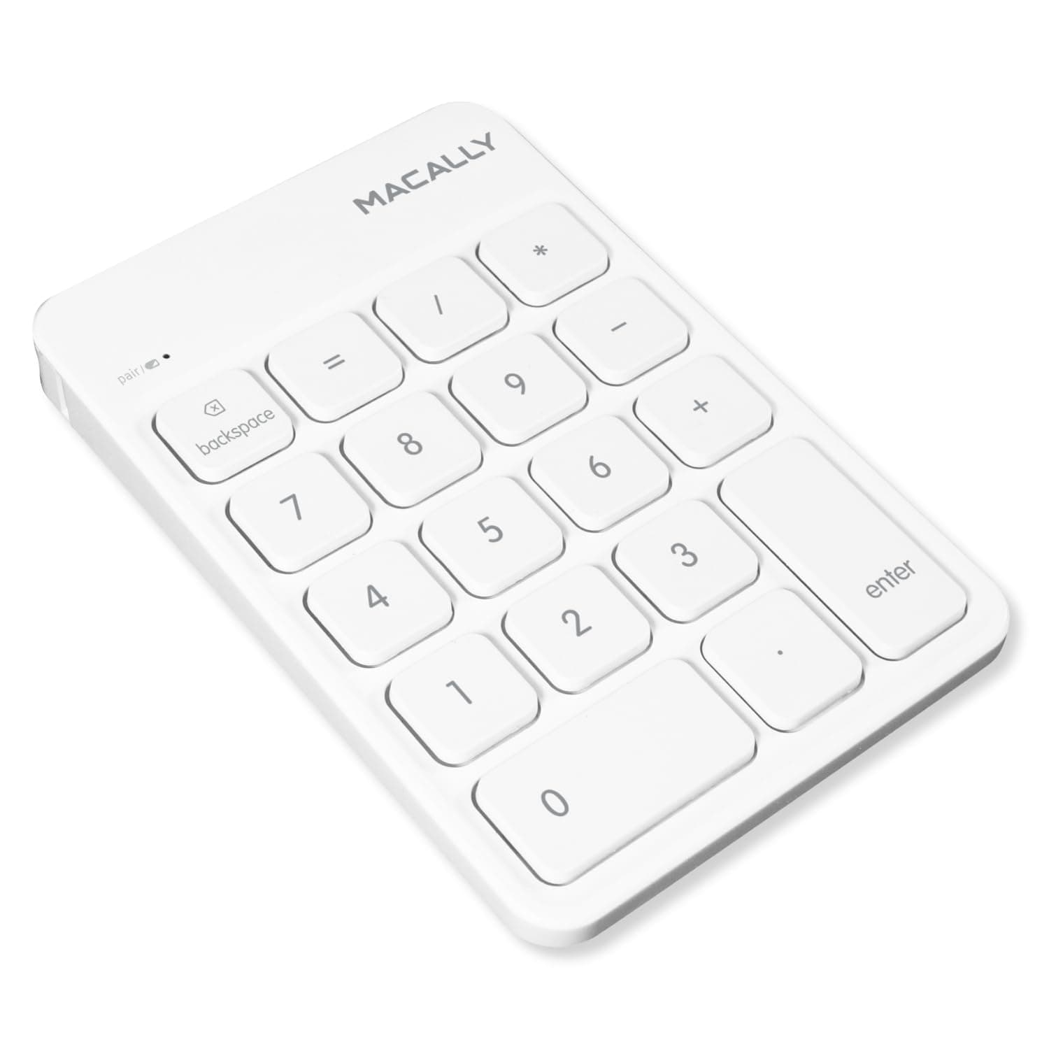 Wireless Bluetooth Numeric Keypad Keyboard for Laptop, Apple Mac iMac MacBook Pro/Air, iPad Windows PC, Tablet, or Desktop Computer Rechargeable 18 Key Slim Number Pad Numerical Numpad - White