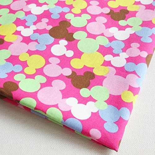 NP Fabric Mickey Mouse Minnie Mouse Shadow Dot Style on Pink 36 by 36-Inch Wide (1 Yard) (CT363)