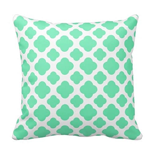 Seafoam Mint Green Quatrefoil Pattern Throw Pillow Case