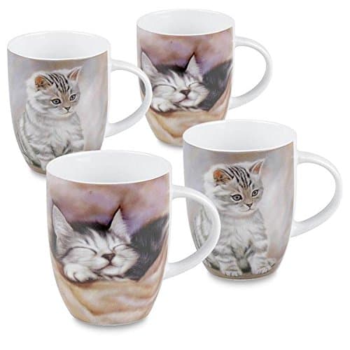 Konitz Sleeping Kitten Cat Mugs (Set of 4)