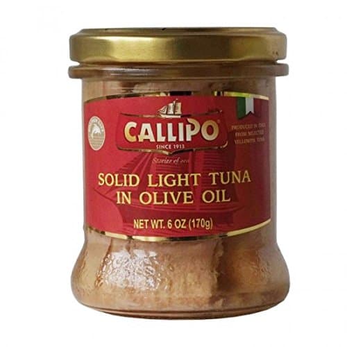CALLIPO Solid Light Tuna in Olive Oil in a glass Jar - 6 oz (170 g) (Pack of 12)