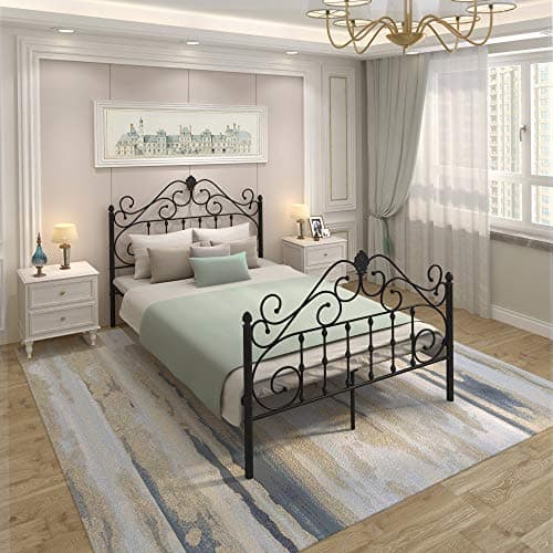Supbed Metal Platform Full Bed Frame with Headboard and Footboard, Easy Assemble with Under-Bed Storage Full Size for Girl Boy Matte Black